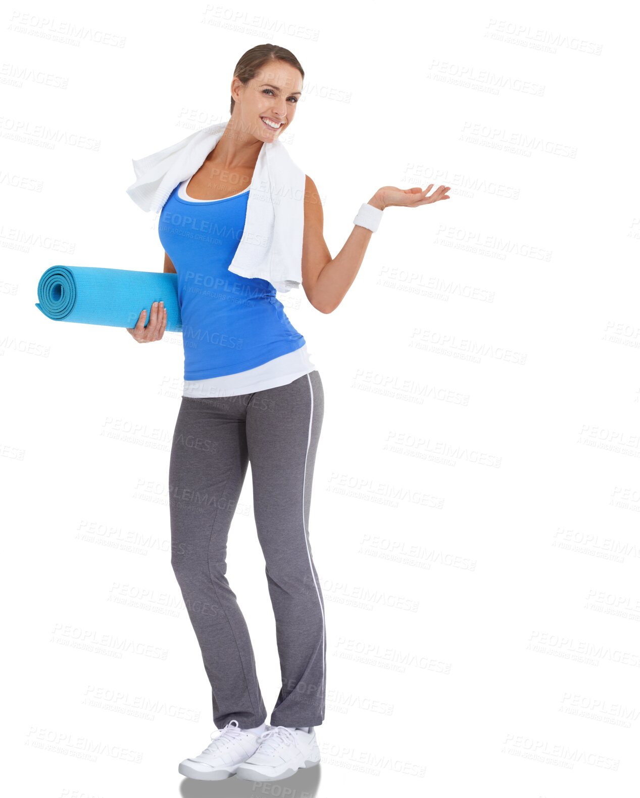 Buy stock photo Yoga, show and body with portrait of woman on transparent background for fitness, workout and exercise. Health, wellness and pilates with person isolated on png for presentation and promotion