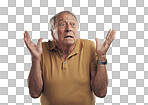 PNG Studio of an elderly man in disbelief against a grey background