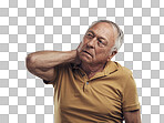 PNG Studio shot of an elderly man experiencing some pain against a grey background