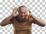 png Studio shot of an elderly man making a funny face against a grey background