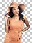 PNG studio shot of a stylish young woman standing against a white background