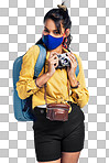PNG shot of a woman wearing a mask while exploring