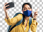 PNG shot of a young woman taking a selfie while wearing a mask against a white background