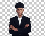 PNG Studio portrait of a confident young businessman posing against a grey background