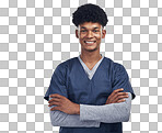 PNG of a medical practitioner standing against a grey background