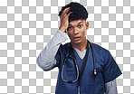 PNG of a male nurse looking stressed while standing against ransparent PNG background