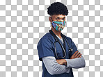 PNG of a male nurse wearing a mask while standing against isolated on a transparent PNG background