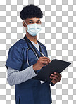 PNG shot of a male nurse showing the ok sign while wearing a surgical mask