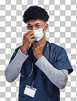 PNG of a male nurse wearing a surgical mask while standing against a grey background