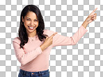 PNG a beautiful young woman pointing at copy space