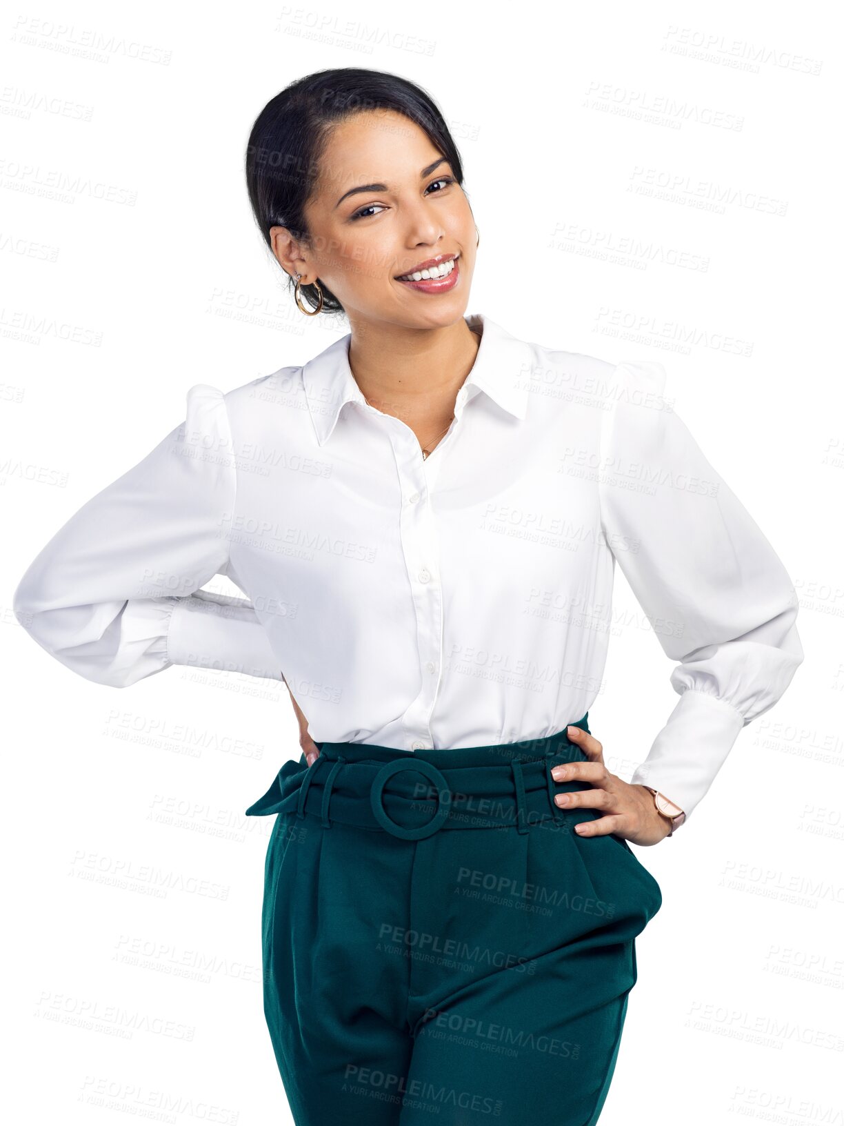 Buy stock photo Portrait, business or woman with a career, fashion or entrepreneur isolated against a transparent background. Consultant, female person or employee with happiness, professional or confidence with png