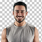 PNG studio portrait of a sporty young man posing against a white background