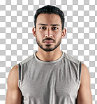 PNG studio portrait of a sporty young man posing against a white background