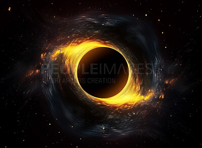 Black hole, big bang and sun eclipse in dark sky for astrology, solar system and space in science research. Ai generated, ring and dimension tunnel of explosion, cosmic creation and universe vortex