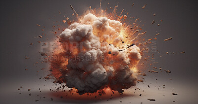 Buy stock photo Atom, apocalypse and nuclear with explosion of bomb on background for disaster, smoke and armageddon. Catastrophe, crisis and danger with attack with cloud for ai generated, atomic nuke and power