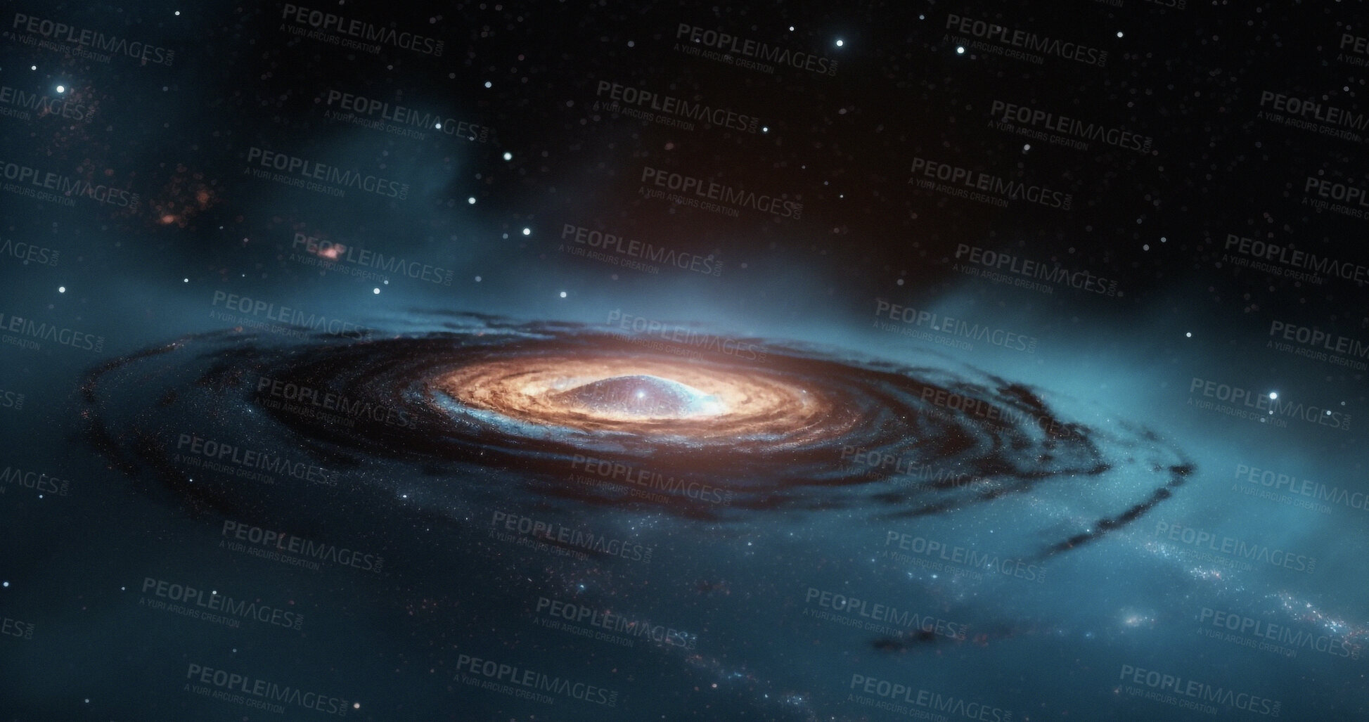 Buy stock photo Cosmic, wormhole and universe space spiral in dark sky for astrology, black hole and science research. Ai generated, vortex and dimension tunnel of explosion, solar system creation and big bang ring