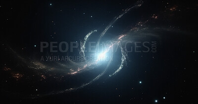 Buy stock photo Solar system, wormhole and galaxy space spiral in dark sky for astrology, black hole or universe science research. Ai generated, vortex and dimension tunnel of explosion, cosmic creation and big bang
