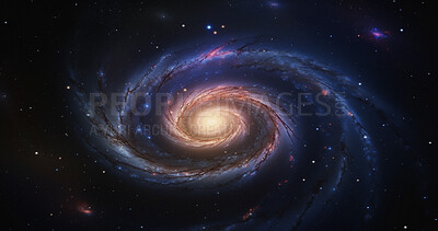 Buy stock photo Solar system, wormhole and universe space vortex in dark sky for astrology, black hole and science research. Ai generated, spiral and dimension tunnel of explosion, cosmic creation and big bang ring