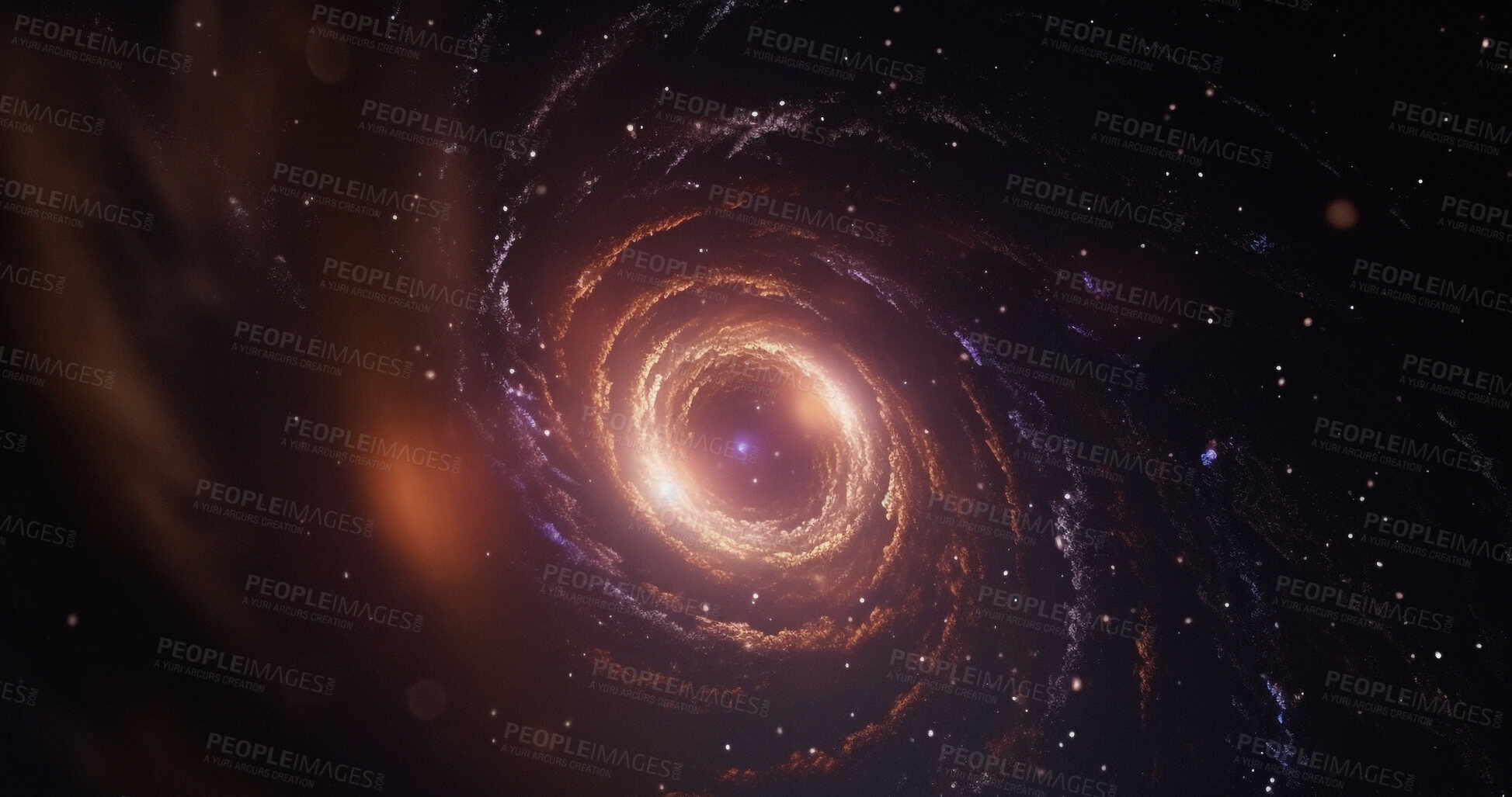 Buy stock photo Stars, wormhole and galaxy space vortex in dark sky for astrology black hole, solar system and universe research. Ai generated, spiral and dimension tunnel of explosion, cosmic creation and big bang