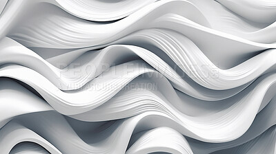 Closeup, banner and white waves on background for motion, art deco and creative movement design. Ai generated, banner and curve dynamic effect for website display flow, frequency or lines texture