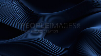 Buy stock photo Closeup, texture and blue line art on background for motion, deco and creative movement design. Ai generated, banner and curve dynamic effect for website display flow, frequency and waves detail