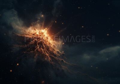 Galaxy, universe and explosion with smoke of cloud for astrology, nebula and fantasy. Ai generated, sci fi and astronomy with cosmos and dust in space for solar system, apocalypse and celestial