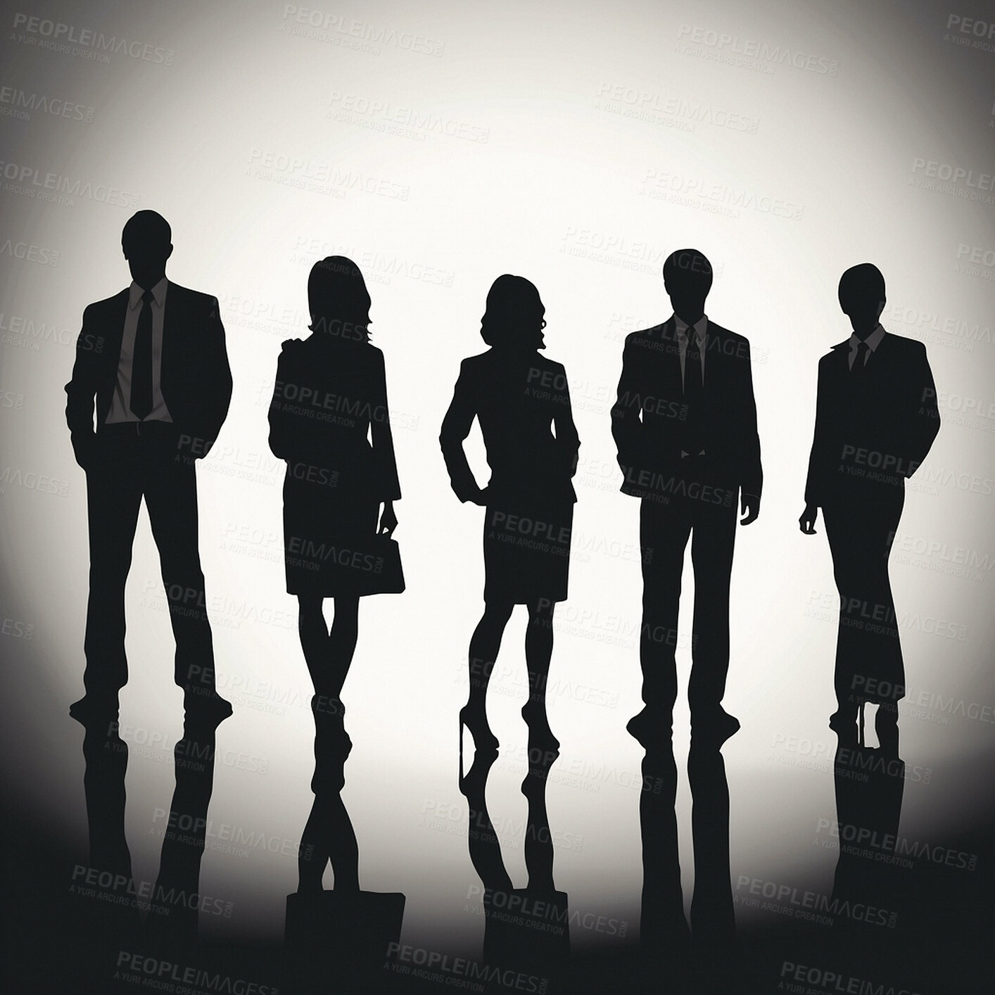 Buy stock photo Business people, women and teamwork silhouette for illustration, company or ai generated leadership