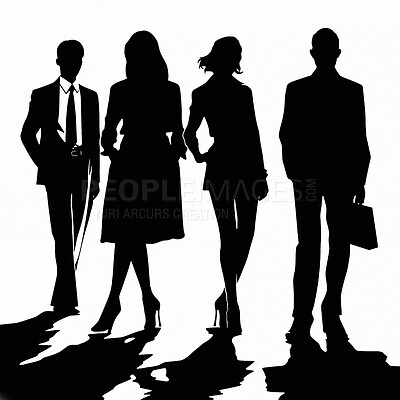 Business people, women and leadership silhouette for illustration, company or ai generated teamwork