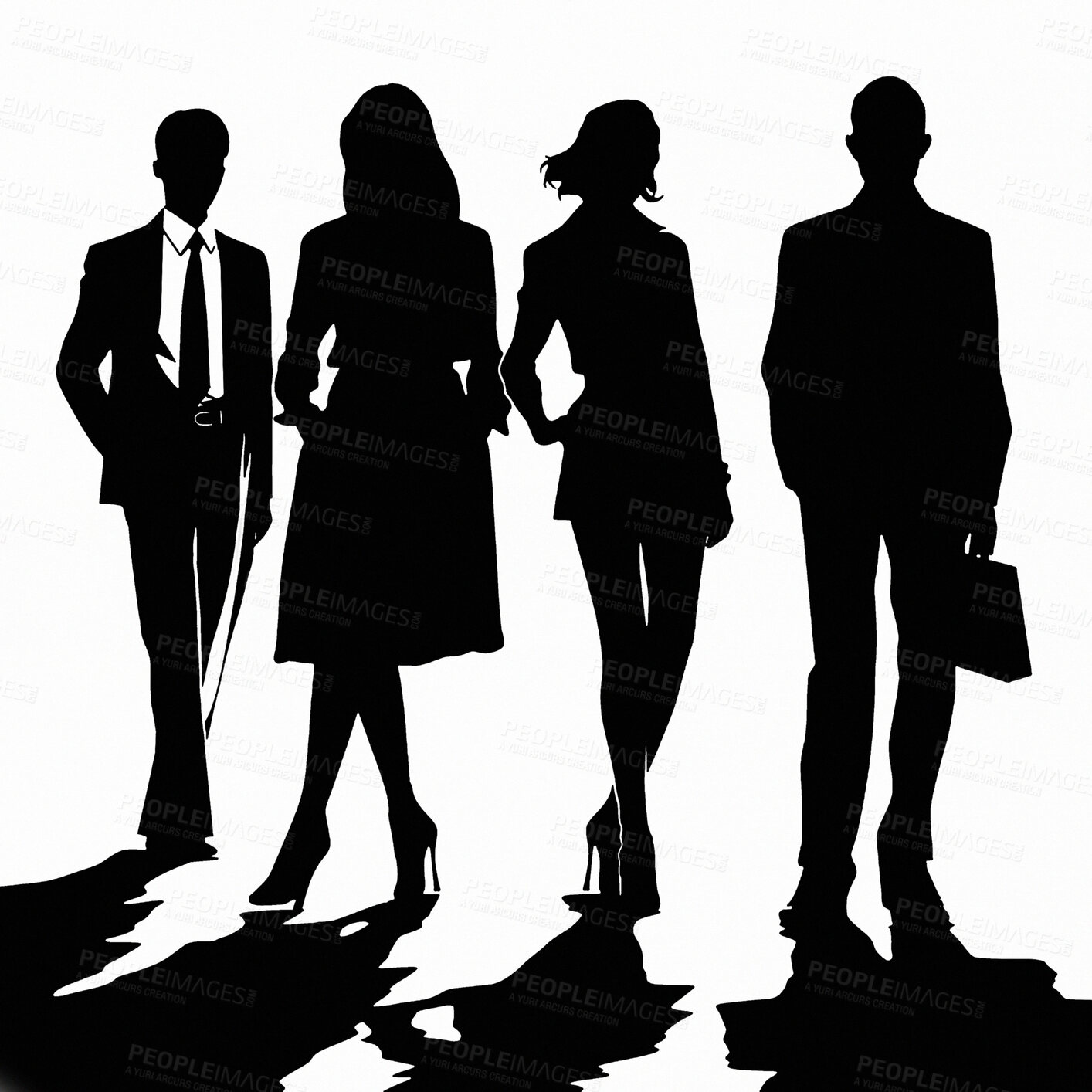Buy stock photo Business people, women and leadership silhouette for illustration, company or ai generated teamwork