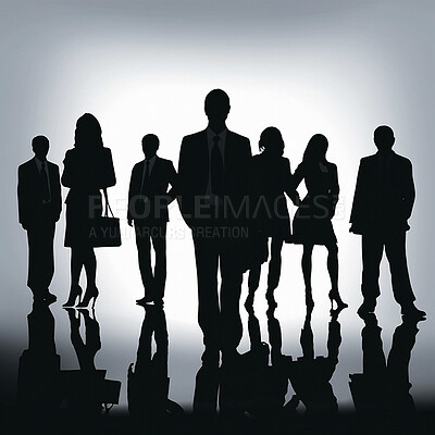 Business people, men and leadership silhouette for illustration, company or ai generated teamwork
