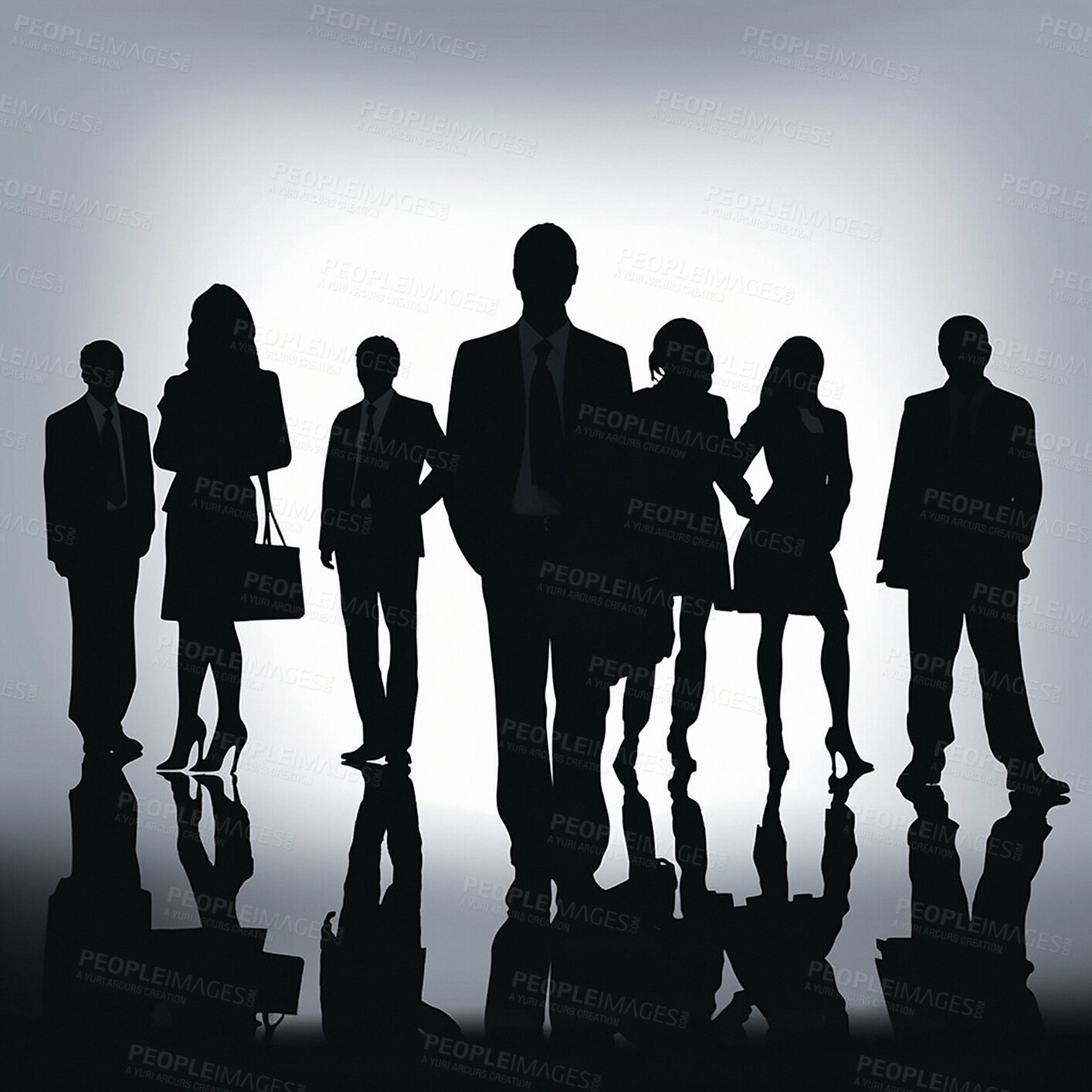 Buy stock photo Business people, men and leadership silhouette for illustration, company or ai generated teamwork