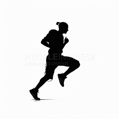 Man, football and running quarterback in silhouette illustration for ai generated sports and fitness