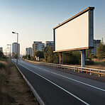 City billboard, mock up and space for marketing, blank advertising or ai generated news information