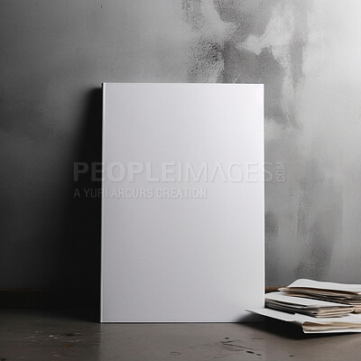 Poster, blank and canvas space on wall background creativity, art mockup and ai generated painting