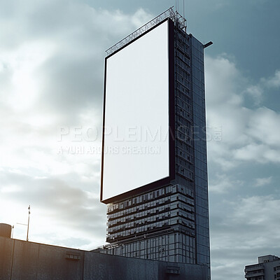 Town billboard, blank and mockup space for advertising, marketing and ai generated news information
