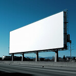 Urban billboard, blank and mockup space for advertising, marketing and ai generated news information