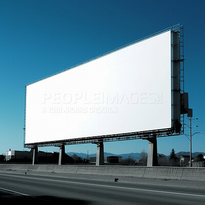 Urban billboard, blank and mockup space for advertising, marketing and ai generated news information