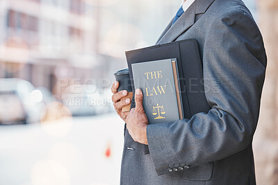 Buy stock photo Law, book and businessman or lawyer with legal books, constitution or research on regulation or policy knowledge. Attorney, judge or information on a case in court, government or expert on laws