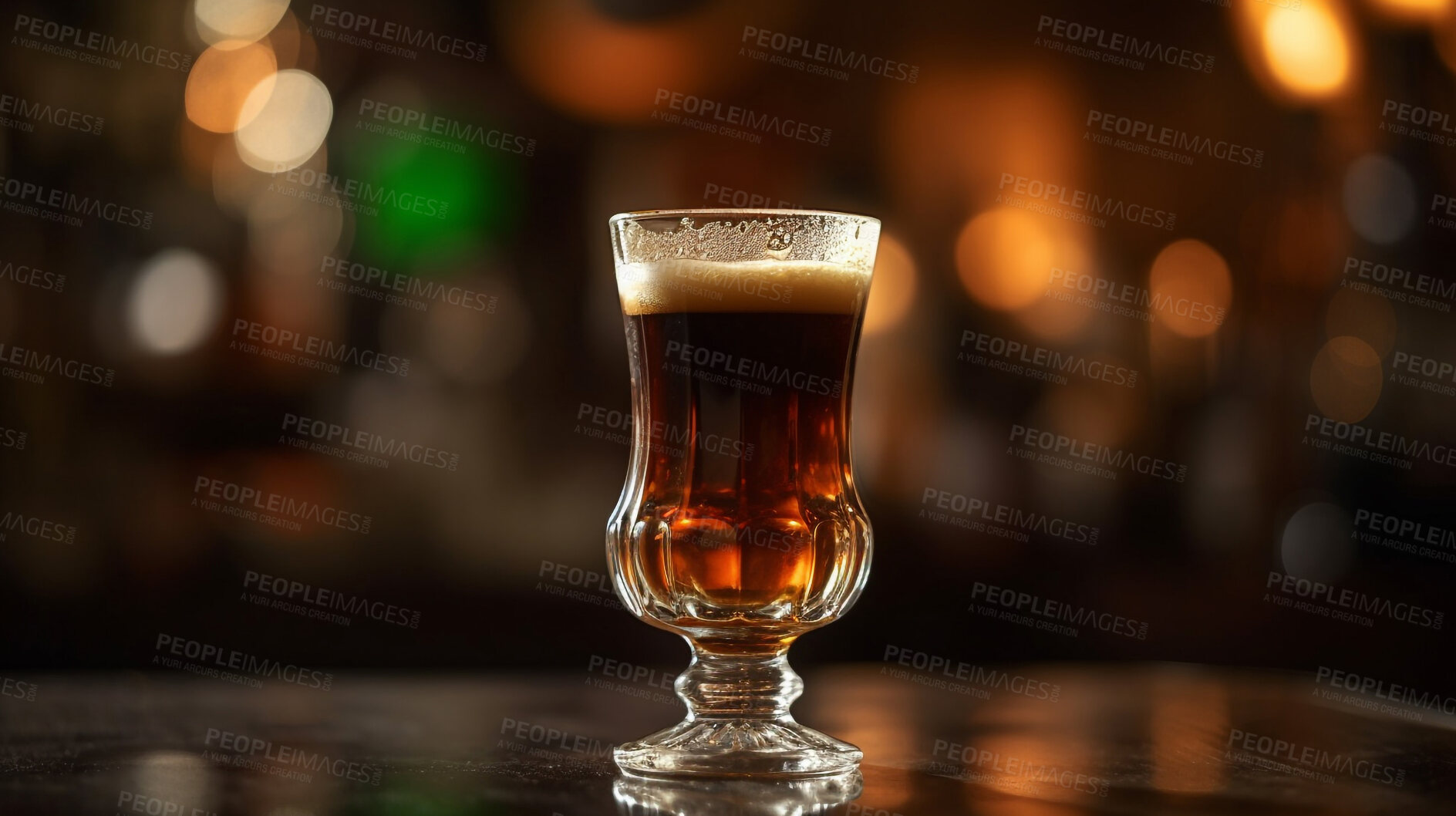 Buy stock photo Closeup, persian and coffee drink on cafe and restaurant table for weekend, break or rest with winter hot drink. Ai generated, cup and mug with warm liquid, beverage and espresso drinks on mockup