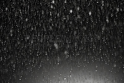 Rain, water drops and macro of clean liquid for ai generated sustainability on dark sky