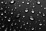 Rain, water drops and macro of clean liquid for ai generated sustainability on dark background