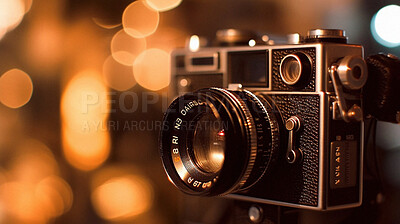 Retro camera for photography, shooting or creativity. Ai generated of vintage hobby for photographer