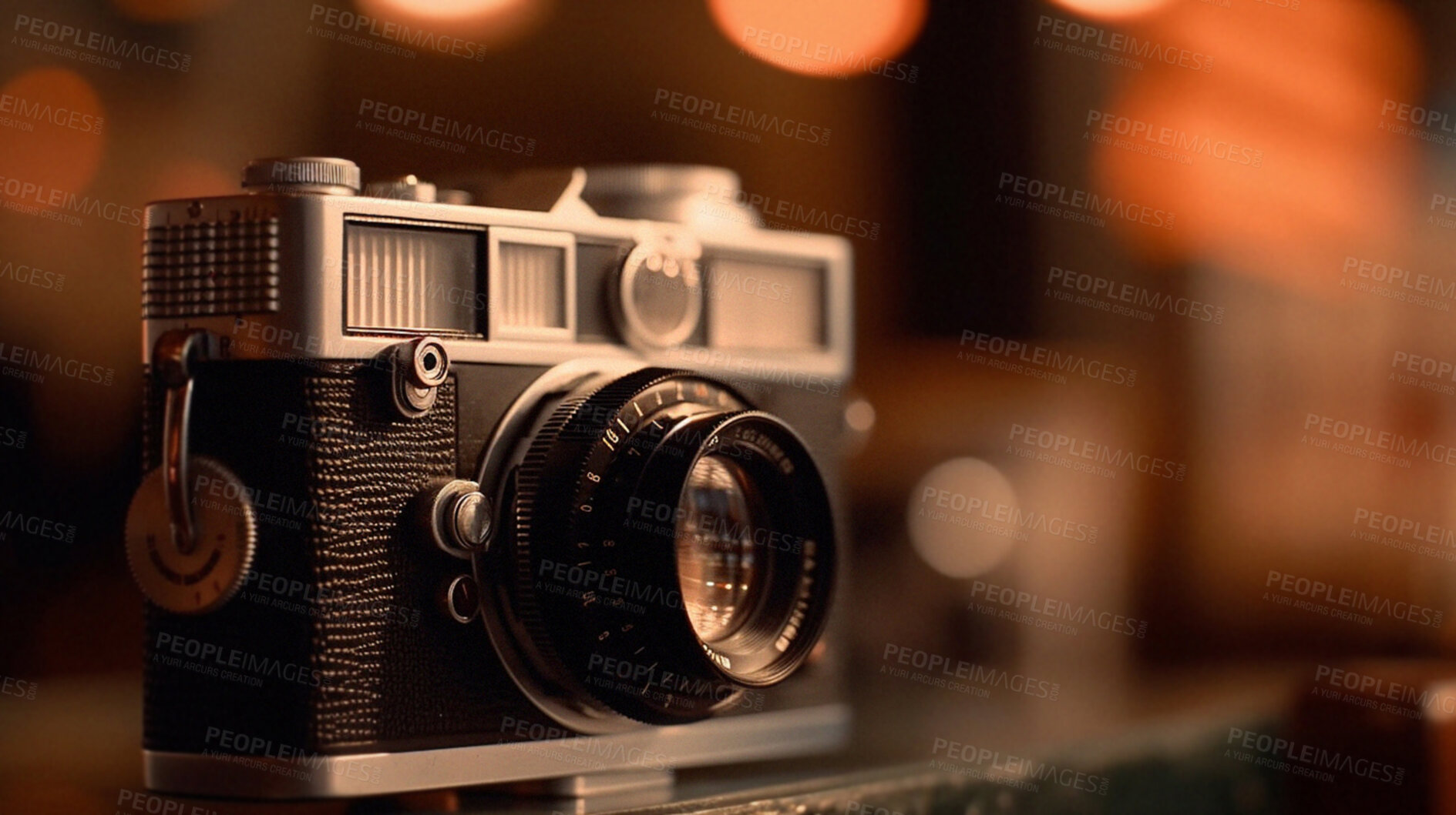 Buy stock photo Retro camera for photography, shooting or creativity. Ai generated of vintage hobby for photographer