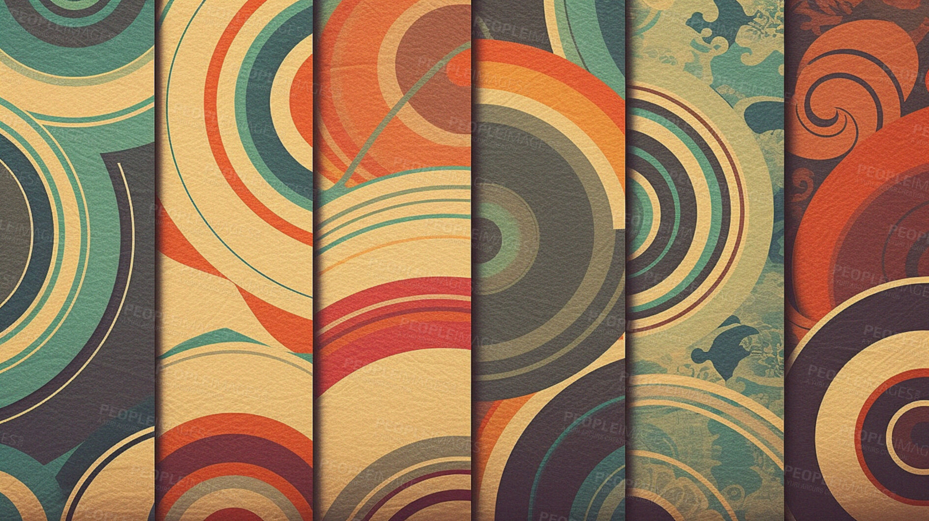 Buy stock photo Retro paper, pattern or design on geometric shapes background. Ai generated abstract or vintage art