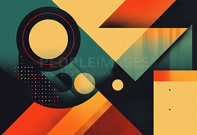 Retro poster, pattern or design on geometric shapes background. Ai generated abstract or vintage art