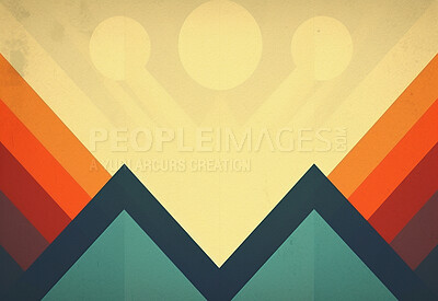 Retro poster, pattern or design on geometric shapes background. Ai generated abstract or vintage art