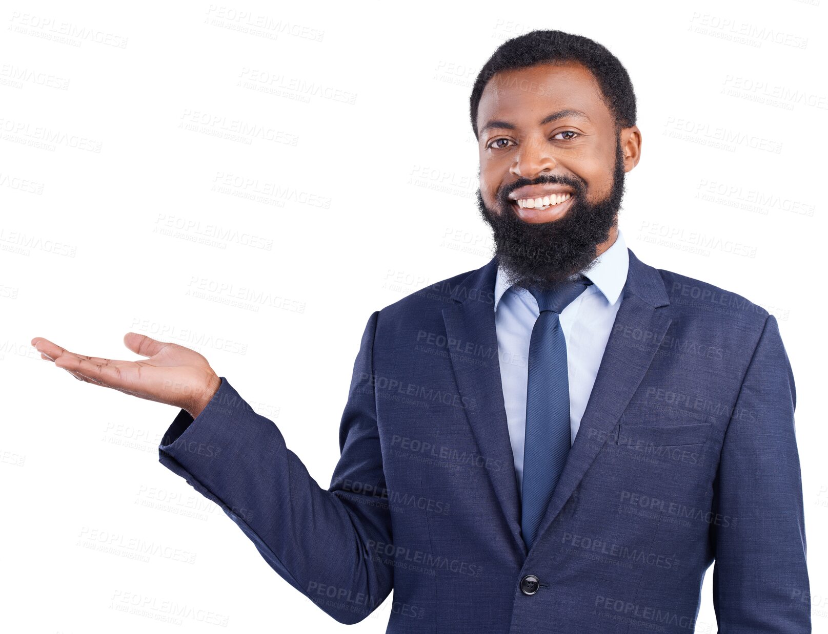 Buy stock photo Portrait, business and black man with a smile, showing and consultant isolated against a transparent background. Face, male person and employee with presentation, professional and career with png