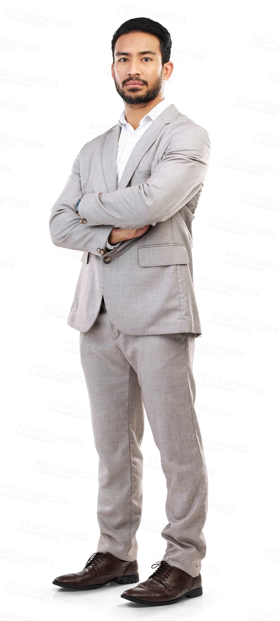 Buy stock photo Portrait, serious and asian business man with arms crossed on isolated, transparent and png background. Face, confidence and proud male person posing tough, assertive and positive mindset or attitude