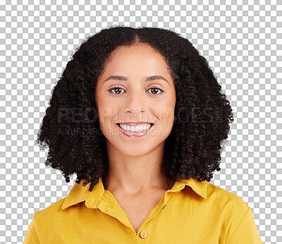 Buy stock photo Happy, smile and portrait of business woman on png for creative, designer and professional. Entrepreneur, empowerment and pride with female employee isolated on transparent background for startup