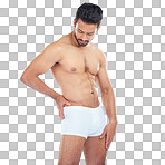 Fitness, underwear or man in studio for training, body exercise